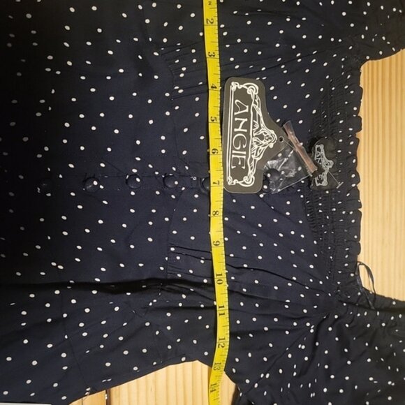 Angie Navy Blue Polka Dot Dress Long Sleeve Mid Length NWT Summer Spring Casual - Picture 5 of 9